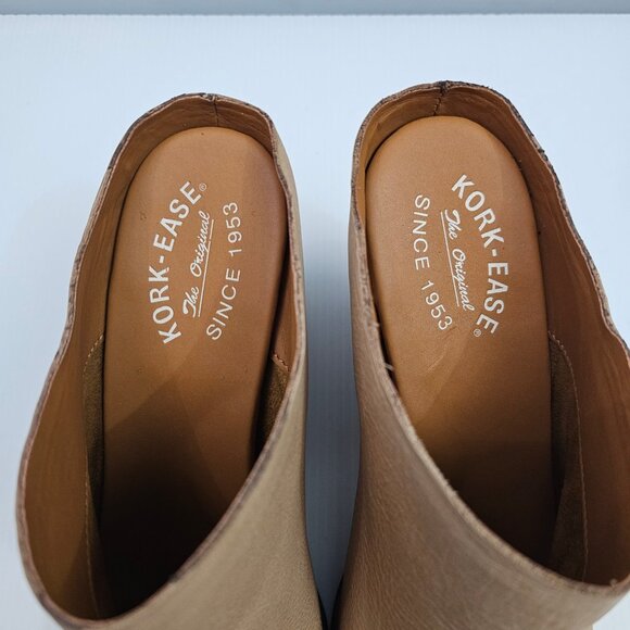 Kork Ease Challis Mules Womens 10 Tan Leather Casual Slip On Stacked Block Heel - Picture 7 of 13